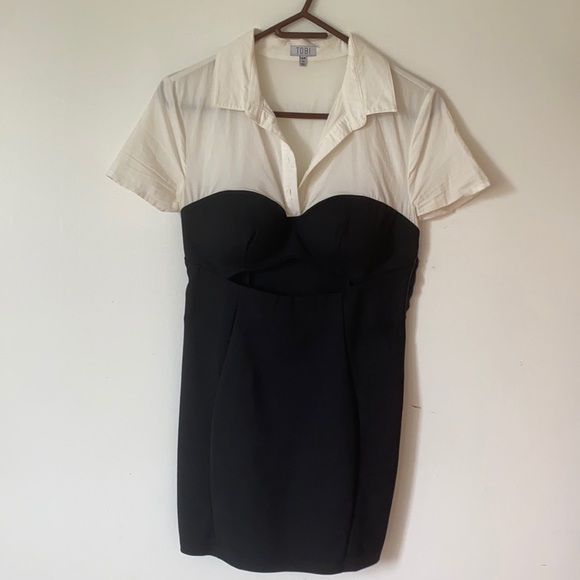 TOBI ILLUSIONISTA BLACK & WHITE BODYCON DRESS size S - Picture 5 of 6